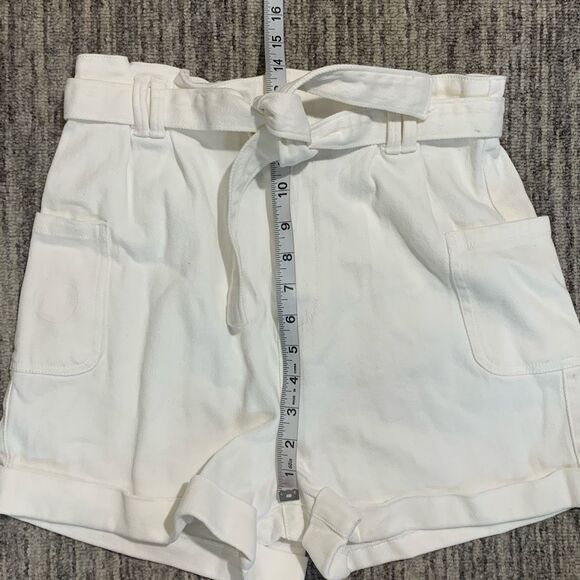 New‎ GB Teens Size 5 White Belted Bermuda Style Shorts Cuffed Hems High Rise - Picture 6 of 8